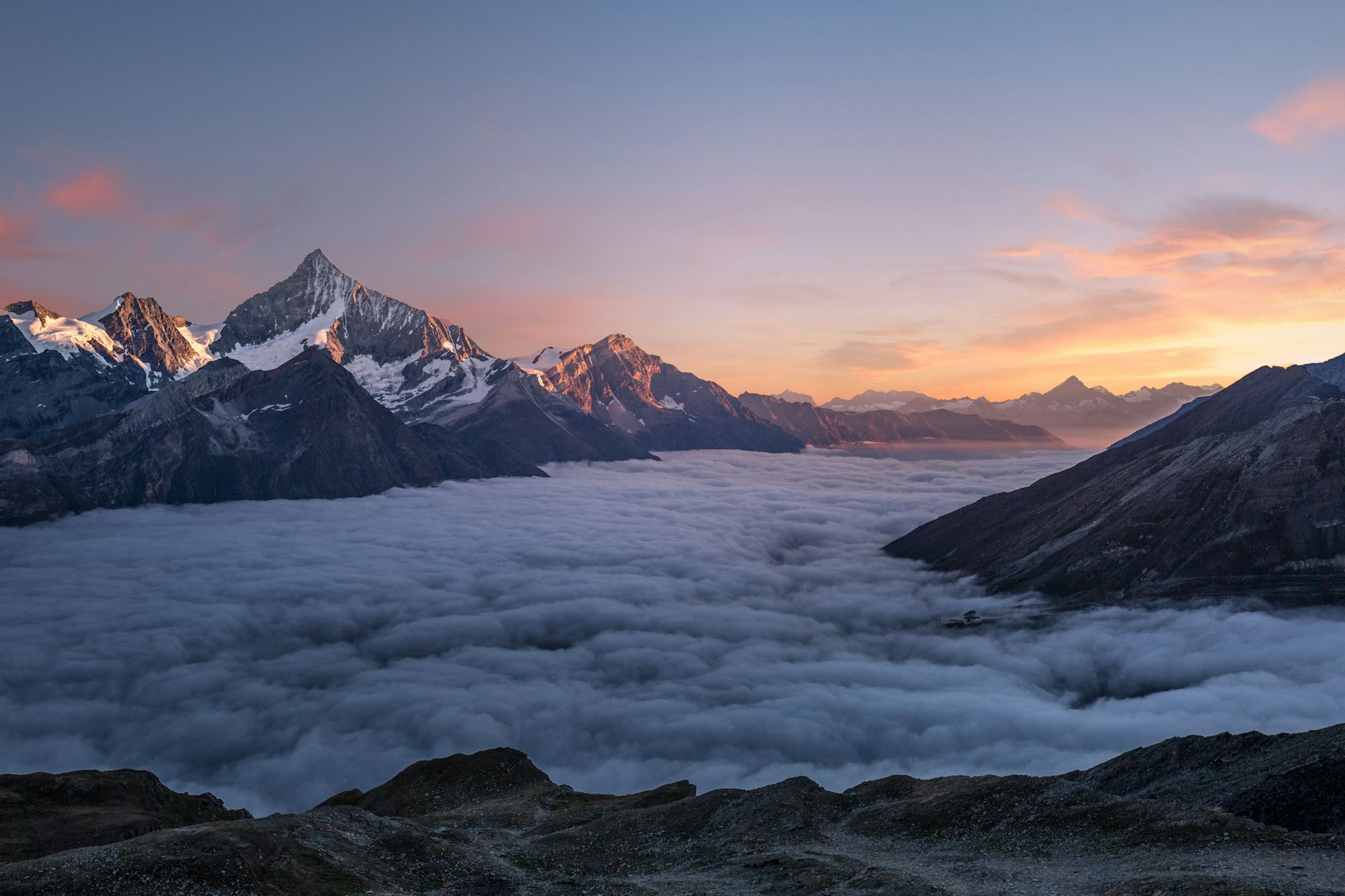 Mountain lake and forest landscape at sunrise, placeholder community hero image
